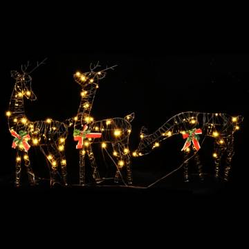 Christmas Reindeer Families - 180 LEDs Warm White Rattan