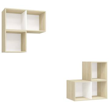 4 Piece White & Sonoma Oak TV Cabinet Set | Hipomarket