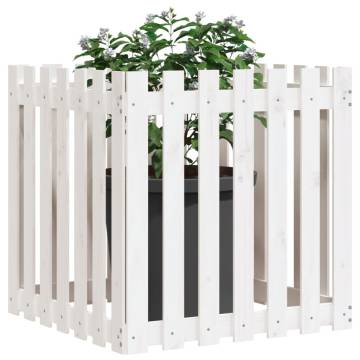 Garden Planter with Fence Design - Solid Pine Wood 70x70x70 cm