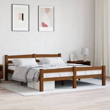 Honey Brown Solid Pinewood Bed Frame 160x200 cm | Hipomarket