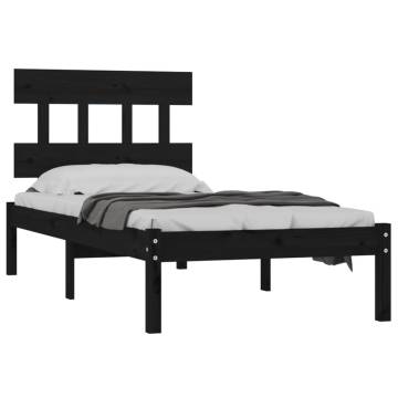 Black Solid Wood Bed Frame 100x200 cm | Stylish & Sturdy