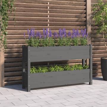 Planter Grey 112x25x66 cm Solid Wood Pine | Hipomarket