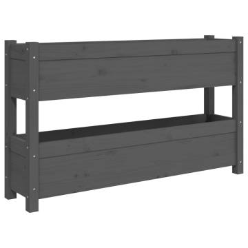 Planter Grey 112x25x66 cm Solid Wood Pine | Hipomarket