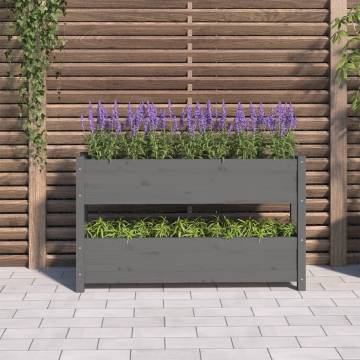 Planter Grey 112x25x66 cm Solid Wood Pine | Hipomarket