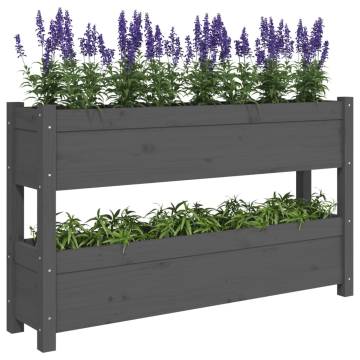 Planter Grey 112x25x66 cm Solid Wood Pine | Hipomarket