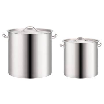 2 Piece Stock Pot Set | 50/25 L Stainless Steel - HipoMarket