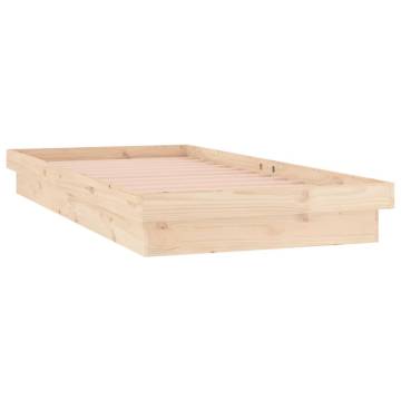 LED Bed Frame 90x200 cm in Solid Wood - Hipomarket