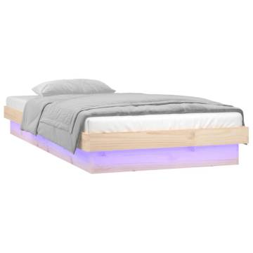 LED Bed Frame 90x200 cm in Solid Wood - Hipomarket