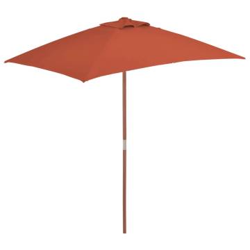 Outdoor Parasol with Wooden Pole 150x200 cm Terracotta