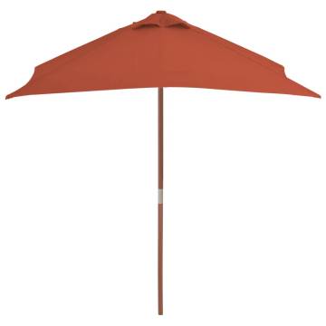 Outdoor Parasol with Wooden Pole 150x200 cm Terracotta