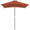 Outdoor Parasol with Wooden Pole 150x200 cm Terracotta