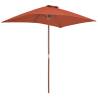 Outdoor Parasol with Wooden Pole 150x200 cm Terracotta