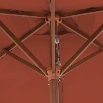 Outdoor Parasol with Wooden Pole 150x200 cm Terracotta