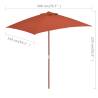 Outdoor Parasol with Wooden Pole 150x200 cm Terracotta