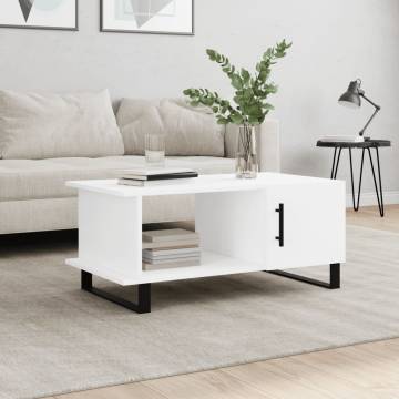 Elegant White Coffee Table - 90x50x40 cm Engineered Wood