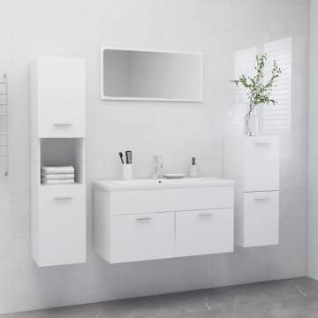 Stylish Bathroom Furniture Set - White Engineered Wood