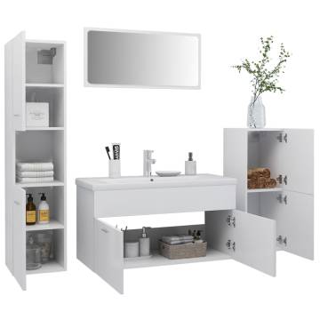 Stylish Bathroom Furniture Set - White Engineered Wood