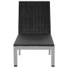 Sun Lounger with Wheels | Durable Poly Rattan Black