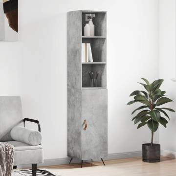 Stylish Highboard in Concrete Grey - 34.5x34x180 cm