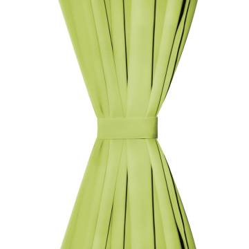 Micro-Satin Curtains 140x175 cm Green - 2 Pcs with Loops