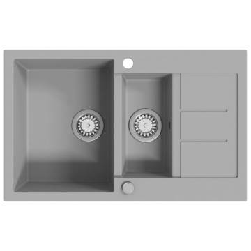 Granite Kitchen Sink Double Basin Grey - Durable & Stylish