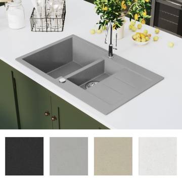 Granite Kitchen Sink Double Basin Grey - Durable & Stylish