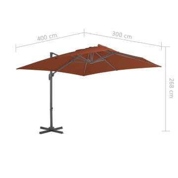 Cantilever Umbrella with Aluminium Pole - Terracotta 400x300cm