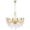 Elegant Golden Chandelier with Beads - 12 x E14 Bulbs