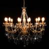 Elegant Golden Chandelier with Beads - 12 x E14 Bulbs