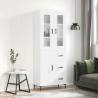 Highboard High Gloss White 69.5x34x180 cm Engineered Wood Colour high gloss white Quantity in Package 1 Model 1 wood door 3 drawers 