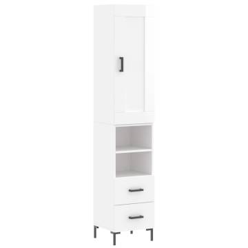 Stylish Highboard High Gloss White - 34.5x34x180 cm