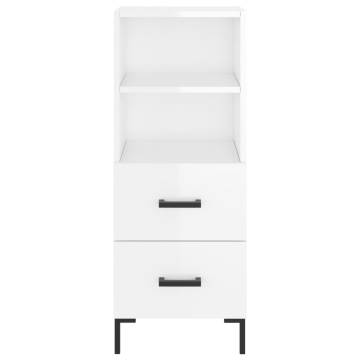 Stylish Highboard High Gloss White - 34.5x34x180 cm