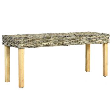 Natural Kubu Rattan & Mango Wood Bench - 110 cm