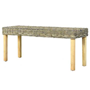 Natural Kubu Rattan & Mango Wood Bench - 110 cm