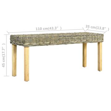 Natural Kubu Rattan & Mango Wood Bench - 110 cm