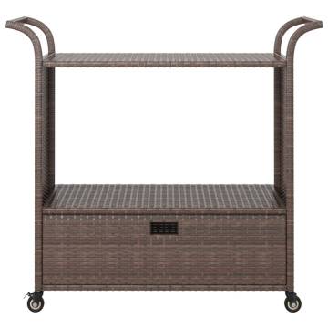 Stylish Brown Bar Cart with Drawer - Poly Rattan 100x45x97 cm