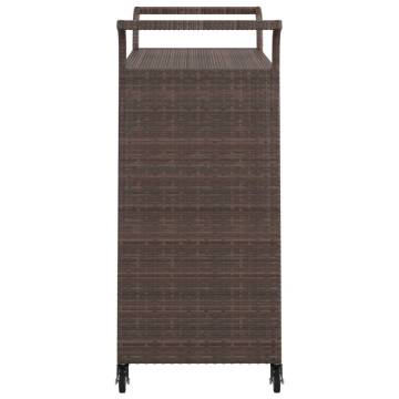 Stylish Brown Bar Cart with Drawer - Poly Rattan 100x45x97 cm