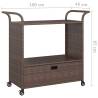 Stylish Brown Bar Cart with Drawer - Poly Rattan 100x45x97 cm