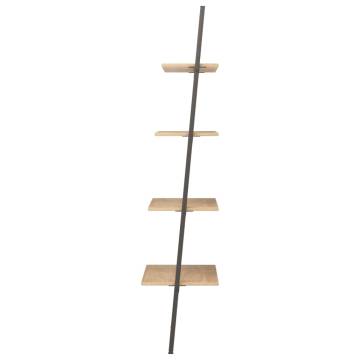 4-Tier Leaning Shelf - Light Brown & Black | Stylish Storage Solution