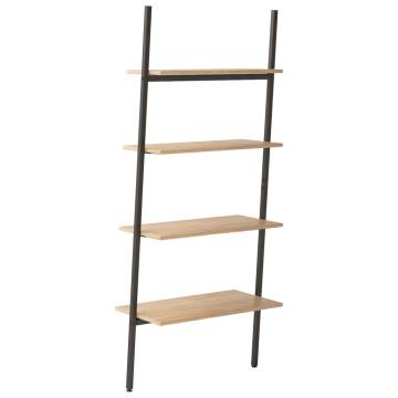 4-Tier Leaning Shelf - Light Brown & Black | Stylish Storage Solution