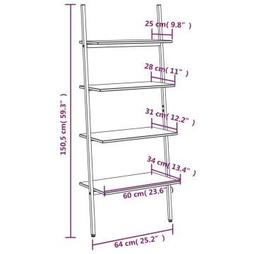 4-Tier Leaning Shelf - Light Brown & Black | Stylish Storage Solution