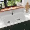 Overmount Kitchen Sink Double Basin Granite Cream White Colour cream white Size double 