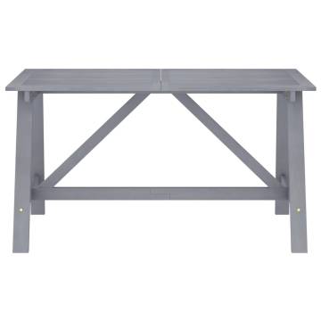 Stylish Garden Dining Table - Solid Acacia Wood Grey 140x70 cm