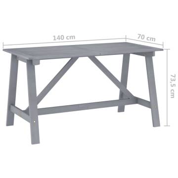 Stylish Garden Dining Table - Solid Acacia Wood Grey 140x70 cm