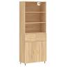 Stylish Highboard Sonoma Oak - 69.5x34x180 cm Engineered Wood