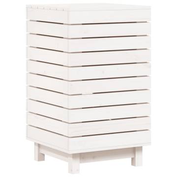 White Laundry Basket - Solid Pine Wood 44x44x76 cm