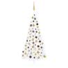 Artificial Half Pre-lit Christmas Tree with Ball Set White 240 cm Colour white and gold Size 240 x 125 cm Quantity in Package 1 Number of Branch Tips 