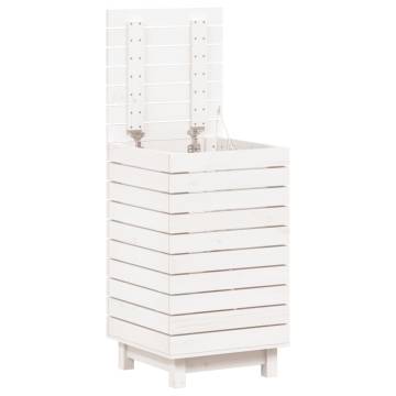 White Laundry Basket - Solid Pine Wood 44x44x76 cm