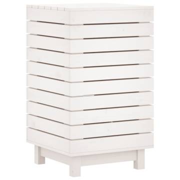 White Laundry Basket - Solid Pine Wood 44x44x76 cm