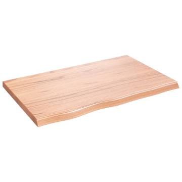 Light Brown Bathroom Countertop | Solid Oak Wood | 80x50 cm